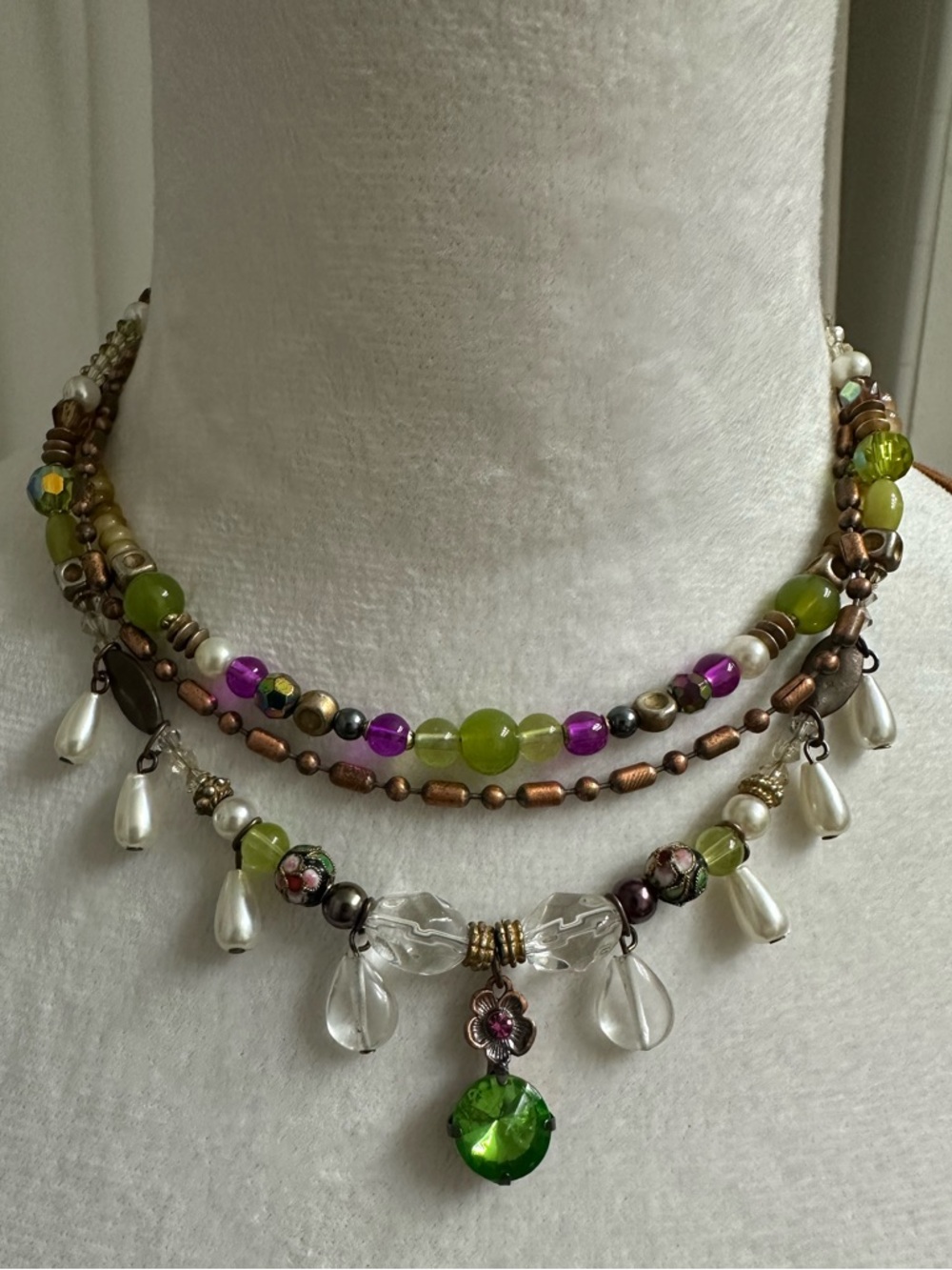 Whimsy Fairy Triple Layer Beaded Necklace ✨💚✨